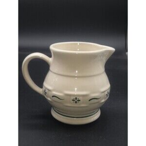 Longaberger Pottery Woven Traditions Heritage Green Pitcher Creamer Juice 32 Oz